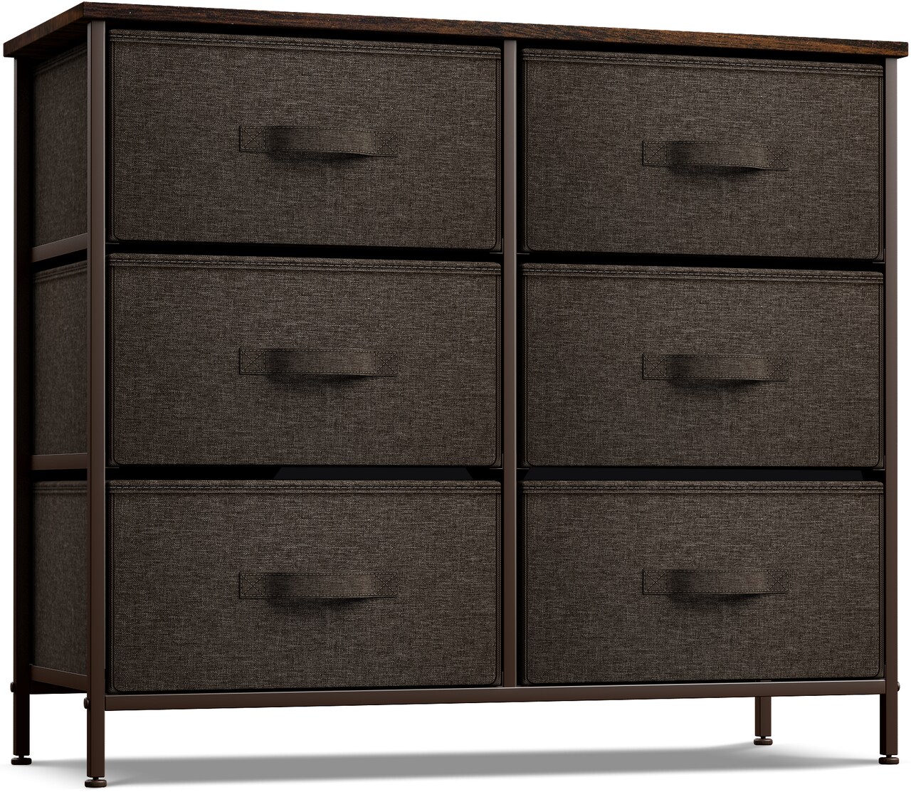 Sorbus 6 Drawers Dresser- Storage Unit with Steel Frame, Wood Top, Fabric Bins - for Bedroom, Closet, Office and more